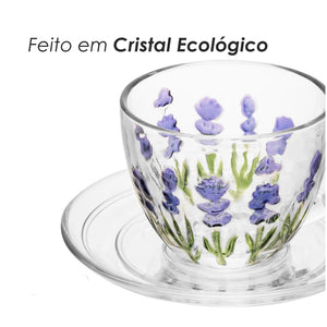 Xícara de Café com Pires Lavanda Hand Painting 180ml – Lyor