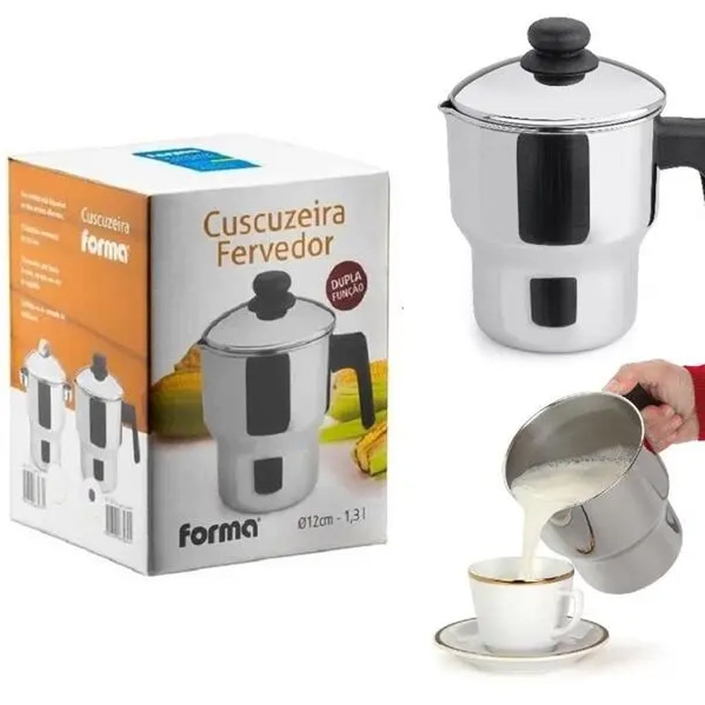 Cuscuzeira 1,3L  Inox Com Alça De Baquelite Forma