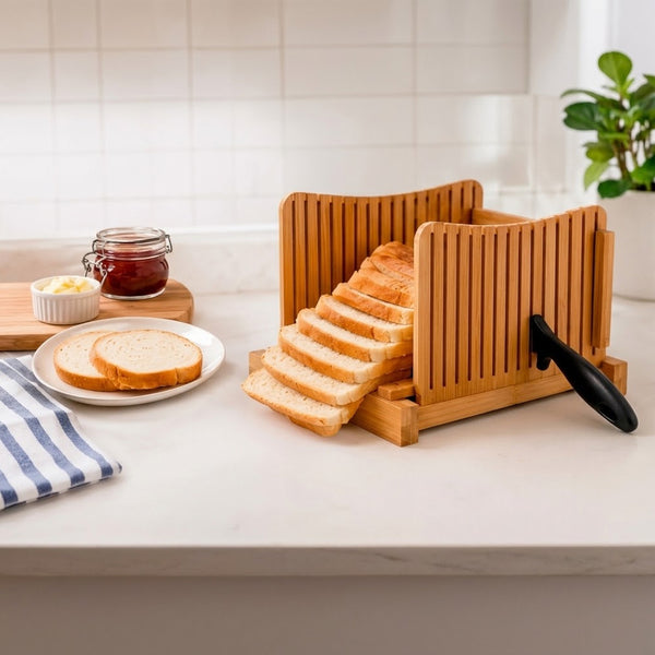 Fatiador De Pão Em Bambu Guia De Corte P/ Fatias Dolce Home