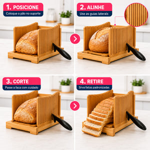Fatiador De Pão Em Bambu Guia De Corte P/ Fatias Dolce Home