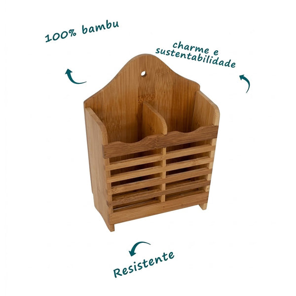 Porta Talheres De Bambu - Dolce Home 15X20X6,5
