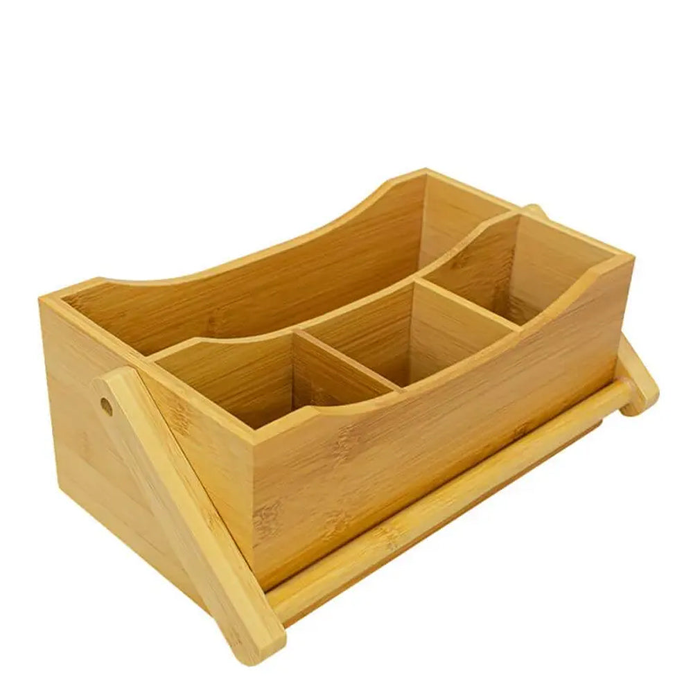 Porta-Talheres de Bambu com Porta-Guardanapo 25x15,5x22,5cm Dolce Home