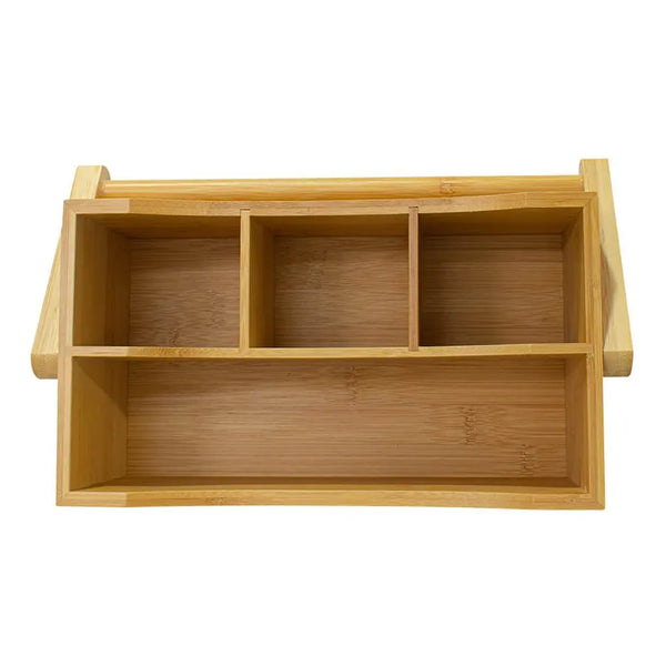 Porta-Talheres de Bambu com Porta-Guardanapo 25x15,5x22,5cm Dolce Home