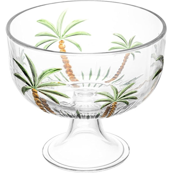 Centro Mesa C/Pé Palm Hand Painting 23cmx21,5cm Cristal LYOR
