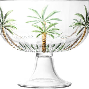 Centro Mesa C/Pé Palm Hand Painting 23cmx21,5cm Cristal LYOR