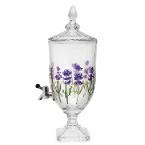 Suqueira com Pé e Tampa Lavanda Hand Painting 2L Cristal - Lyor