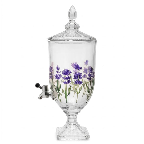 Suqueira com Pé e Tampa Lavanda Hand Painting 2L Cristal - Lyor