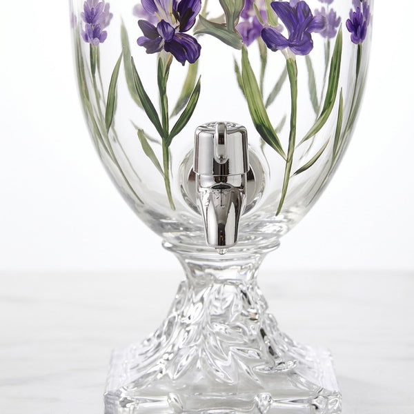 Suqueira com Pé e Tampa Lavanda Hand Painting 2L Cristal - Lyor