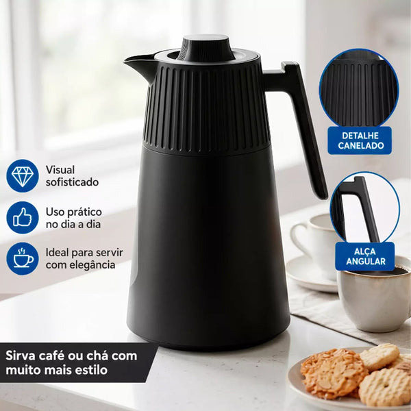Garrafa Térmica 1L Suit Preta Café Chá Dolcehome