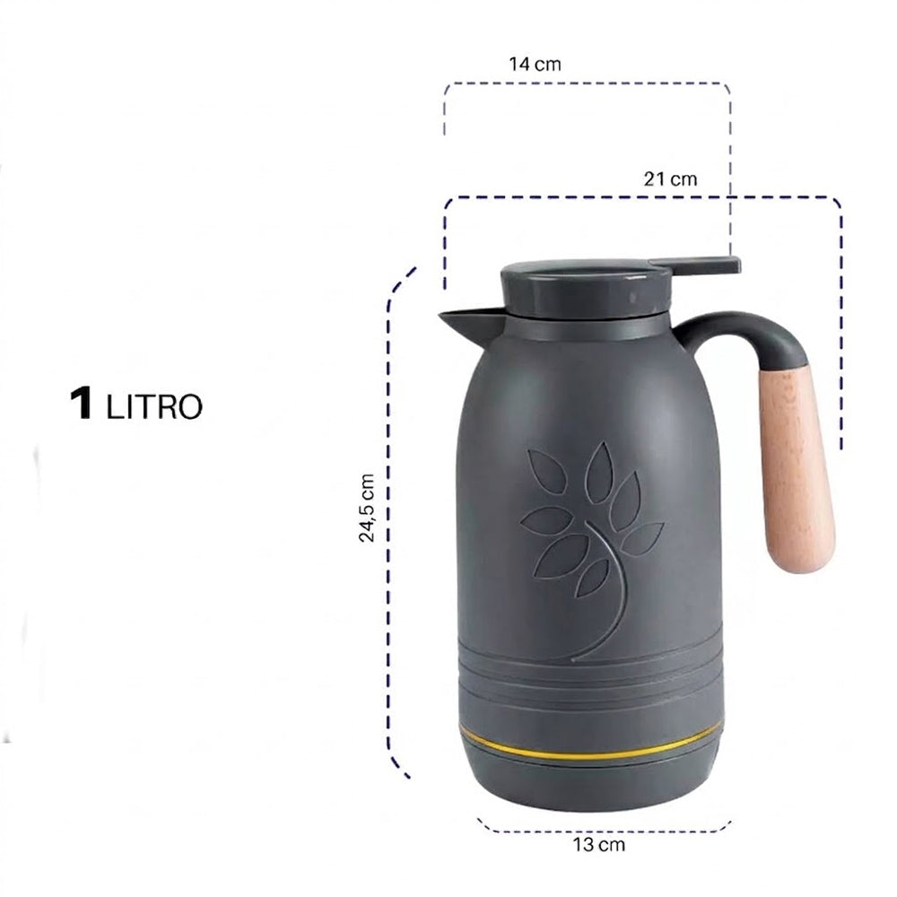 Garrafa Térmica 1L Flower Cinza Café Chá  Dolcehome