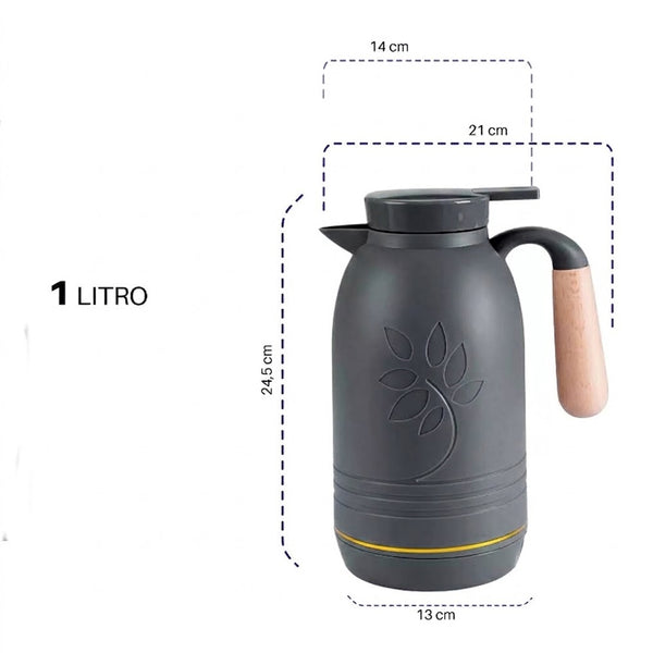 Garrafa Térmica 1L Flower Cinza Café Chá  Dolcehome
