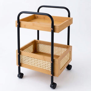 Carrinho Organizador de Bambu 2 Andares Dolce Home