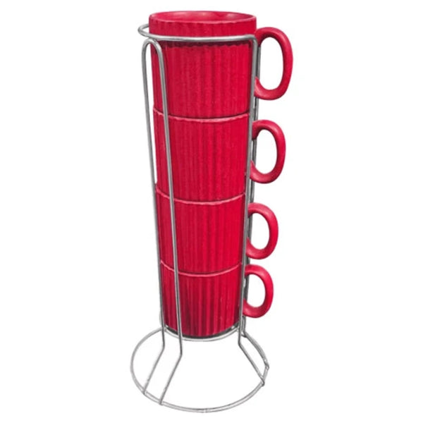 Jogo 4 Xícaras Café Striatto Vermelha 80ml LHermitage
