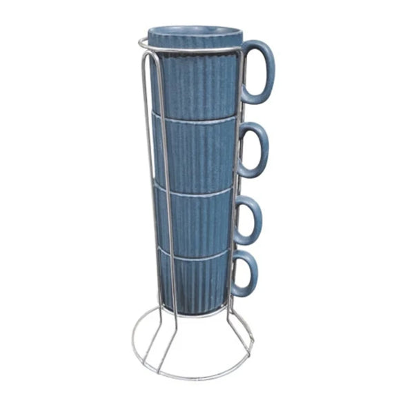 Jogo 4 Xícaras Café Striatto Cinza 80ml LHermitage