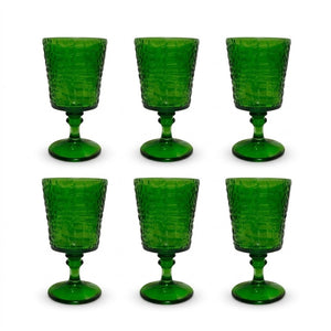 Conjunto 6 Taças De Vidro Verde Crocodile 360ml - Yangzi