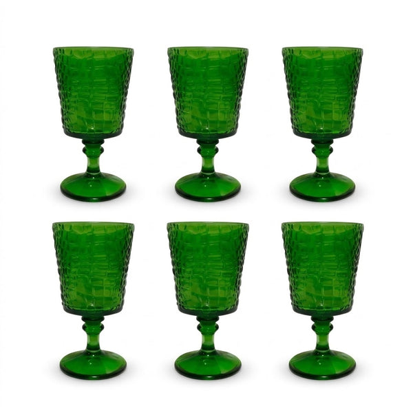 Conjunto 6 Taças De Vidro Verde Crocodile 360ml - Yangzi