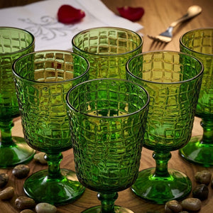 Conjunto 6 Taças De Vidro Verde Crocodile 360ml - Yangzi