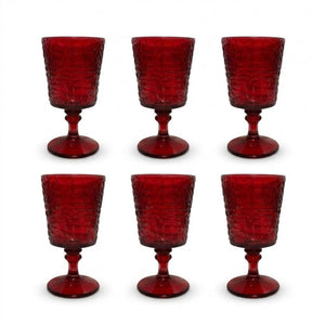Conjunto 6 Taças De Vidro Vermelha Crocodile 360ml - Yangzi