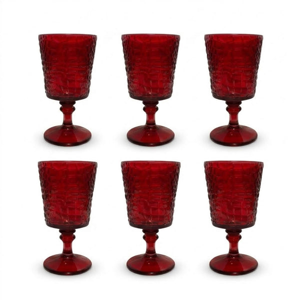 Conjunto 6 Taças De Vidro Vermelha Crocodile 360ml - Yangzi