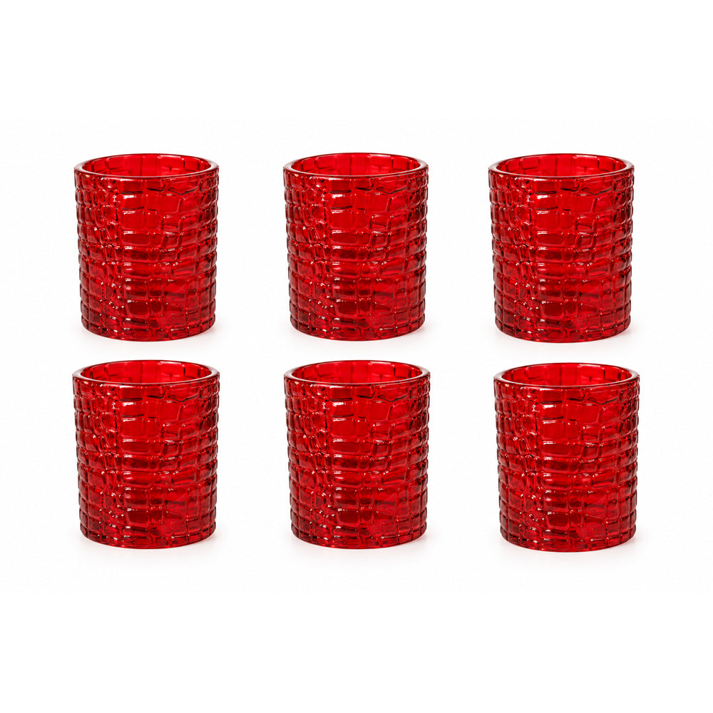 Jogo de Copos 6 Peças Vidro Crocodile Vermelho 330ml Tuut