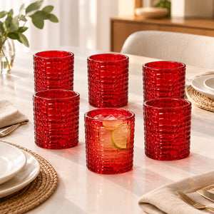 Jogo de Copos 6 Peças Vidro Crocodile Vermelho 330ml Tuut