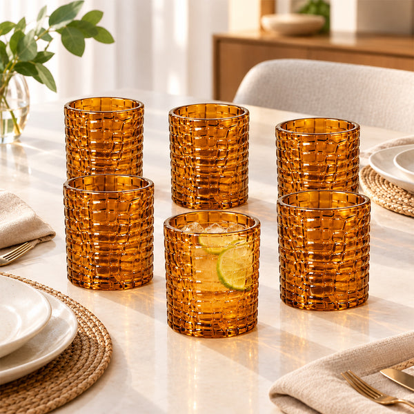 Jogo de Copos 6 Peças Vidro Crocodile 330ml  Ambar Tuut