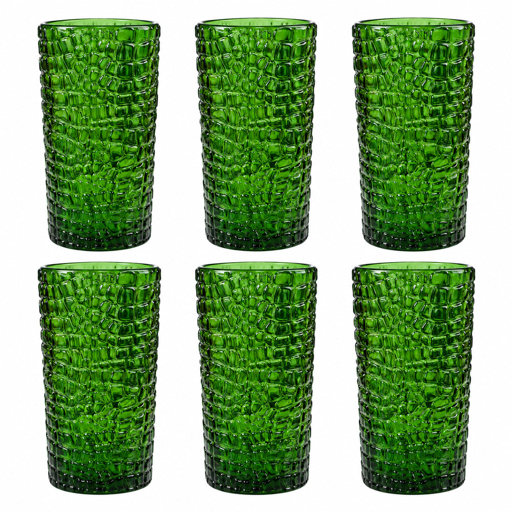 Jogo de Copos 6 Peças Vidro Crocodile 380ml verde Tuut