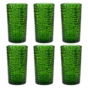 Jogo de Copos 6 Peças Vidro Crocodile 380ml verde Tuut
