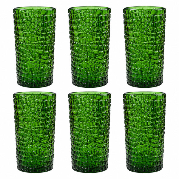 Jogo de Copos 6 Peças Vidro Crocodile 380ml verde Tuut
