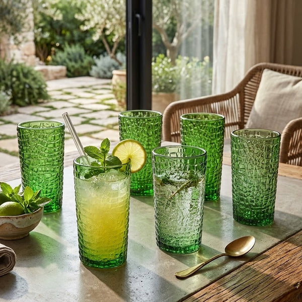 Jogo de Copos 6 Peças Vidro Crocodile 380ml verde Tuut
