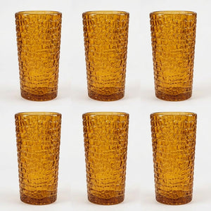 Jogo de Copos 6 Peças Vidro Crocodile 380ml Ambar Tuut
