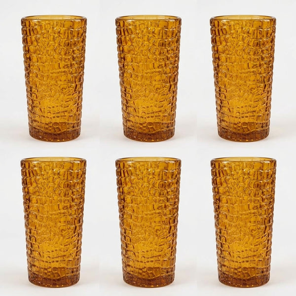 Jogo de Copos 6 Peças Vidro Crocodile 380ml Ambar Tuut
