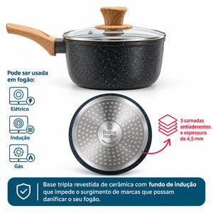 Conjunto de Panelas Antiaderentes 4 Peças Dolce Home