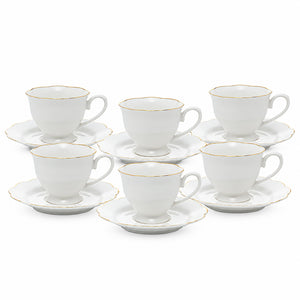 Jogo 6 Xícaras de Porcelana Maldivas Fio de Ouro 180ml Wolff
