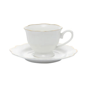 Jogo 6 Xícaras de Porcelana Maldivas Fio de Ouro 180ml Wolff