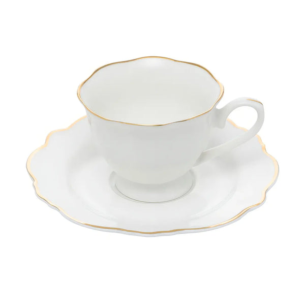 Jogo 6 Xícaras de Porcelana Maldivas Fio de Ouro 180ml Wolff