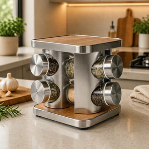 Porta Condimentos Giratório Inox 8 Peças–Dolce Home