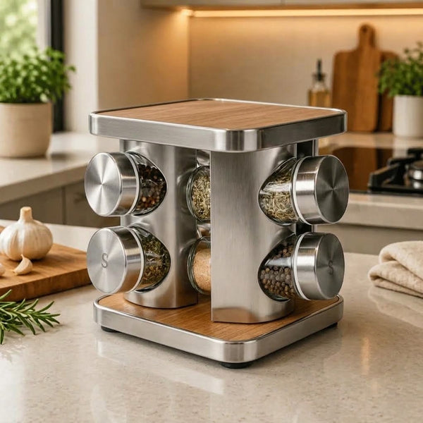 Porta Condimentos Giratório Inox 8 Peças–Dolce Home