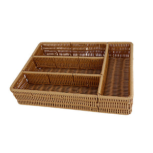 Porta Talheres 4 Divisórias Retangular Rattan 35cm Hauskraft