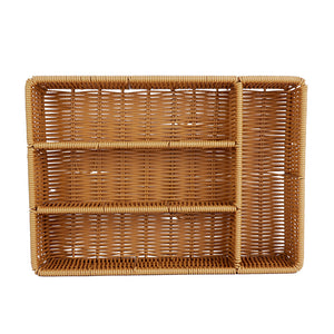 Porta Talheres 4 Divisórias Retangular Rattan 35cm Hauskraft