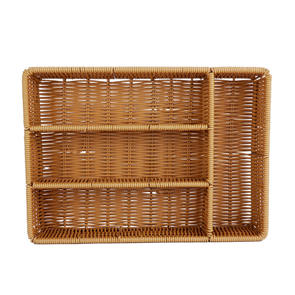 Porta Talheres 4 Divisórias Retangular Rattan 35cm Hauskraft