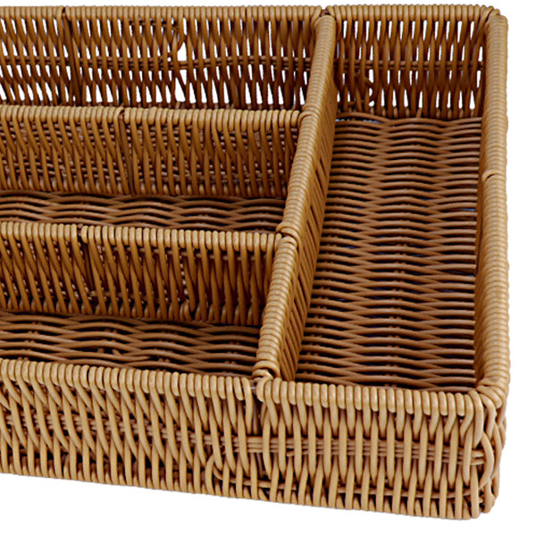 Porta Talheres 4 Divisórias Retangular Rattan 35cm Hauskraft