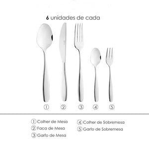 Faqueiro de Aço Inox Wolff Cannes 30 Peças