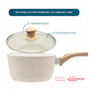 Panela Antiaderente Indução C/tampa 1,75 l Creme- Dolce Home
