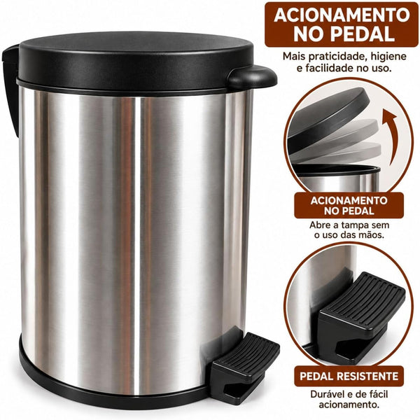 Lixeira com Pedal Inox 3,0 L unitermi