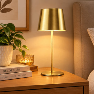 Luminária de Mesa Dourado LED 3 Tons USB Elara 19 cm – Lyor
