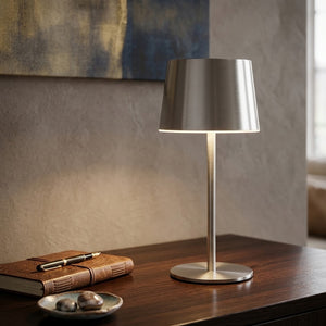 Luminária de Mesa Prata LED 3 Tons USB Elara 19 cm – Lyor