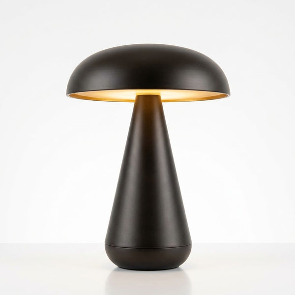 Luminária de Mesa LED 3 Tons USB Mushroom Preta Lyor 20cm