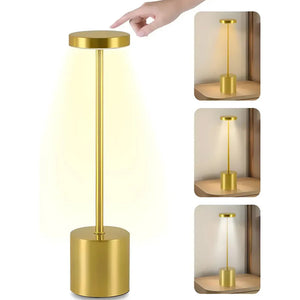 Luminária de Mesa Dourado LED 3 Tons USB Dourada  Lyor 35cm