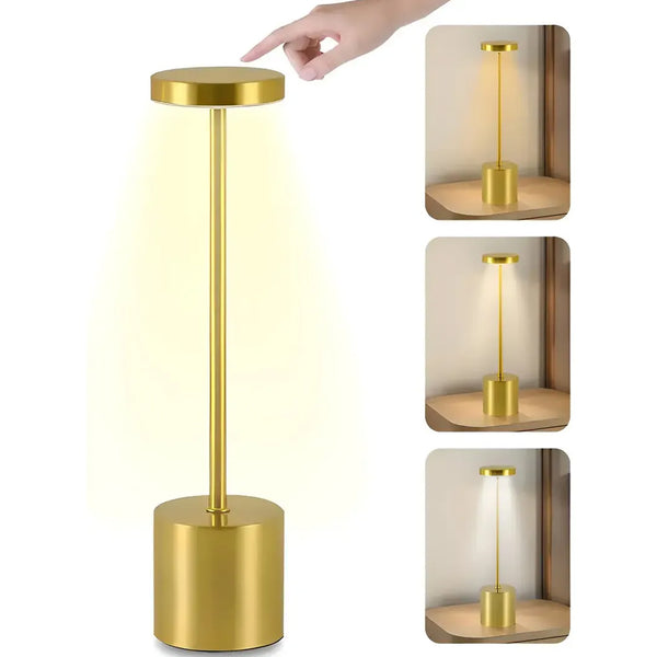 Luminária de Mesa Dourado LED 3 Tons USB Dourada  Lyor 35cm